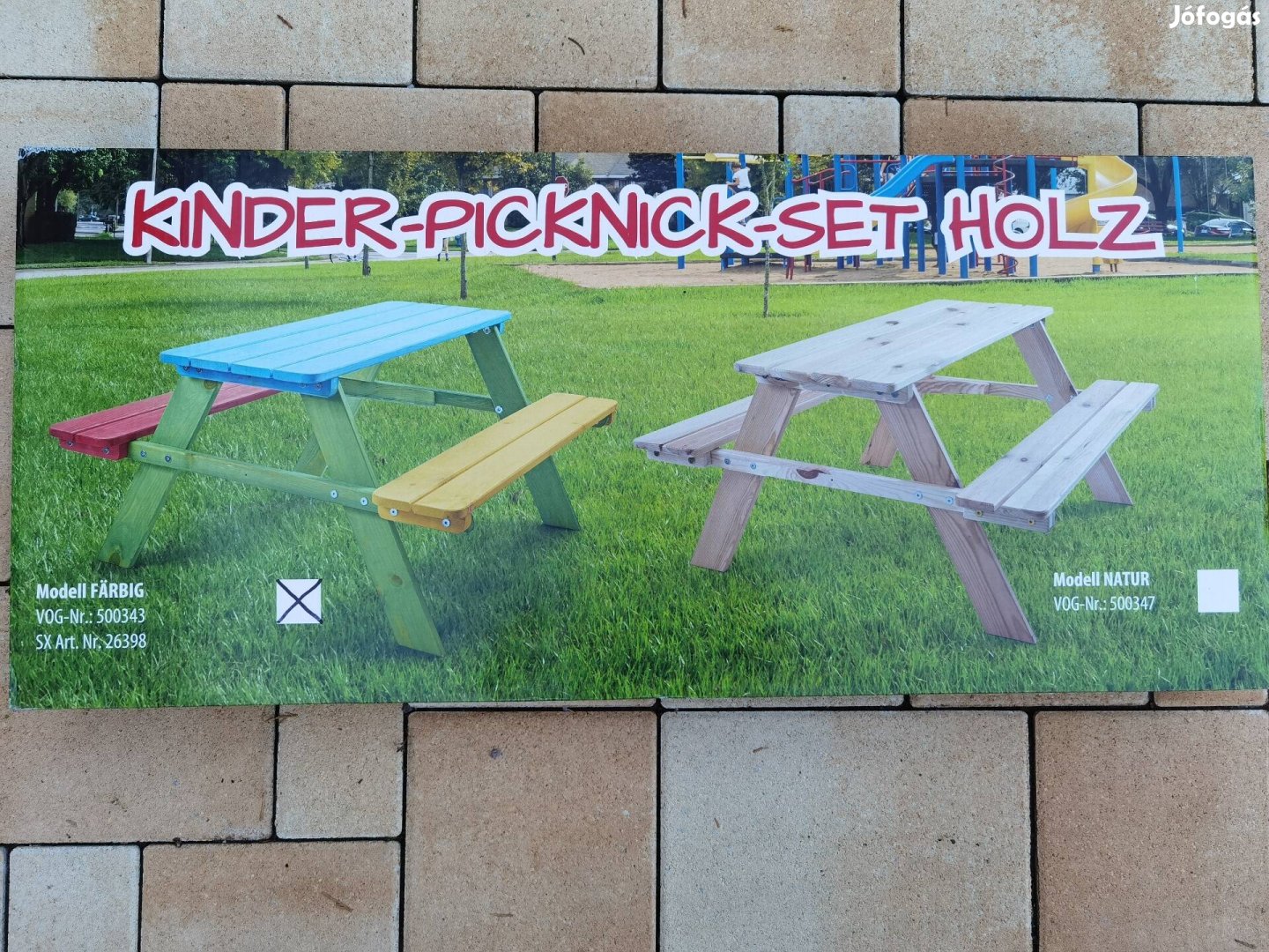 Új bontatlan gyerek színes piknik picnic kerti fa asztal kisasztal