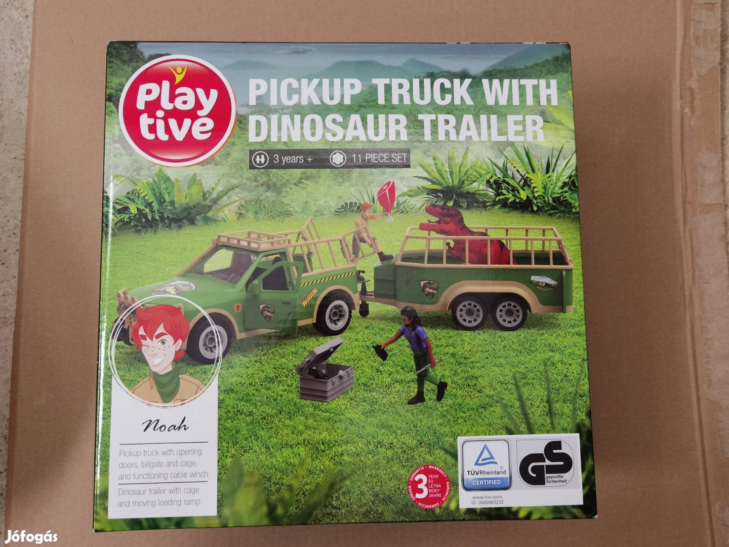 Új bontatlan lidl playtive pick up dinoszaurusz szállító teherautó 