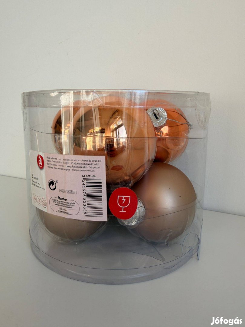 Új bronz gömb karácsonyfadíszek 6 db