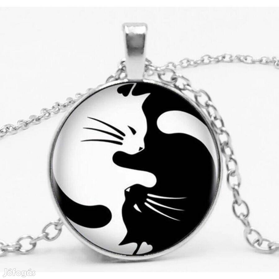Új cicás macskás ékszerek nyaklánc gyűrű fülbevaló kulcstartó szett