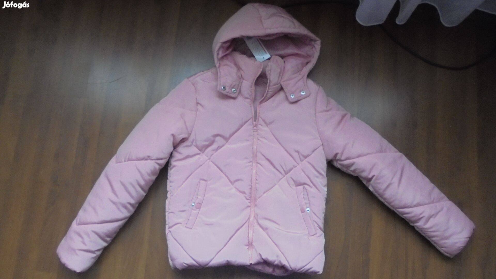 Új címkés Pepco lányka rózsaszín téli vastag kabát 164