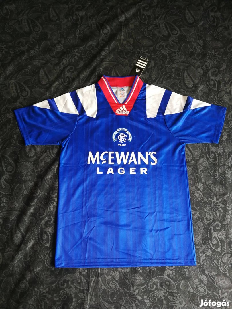 Új címkés retro M-es adidas Glasgow Rangers FC 1992/94 hazai mez 