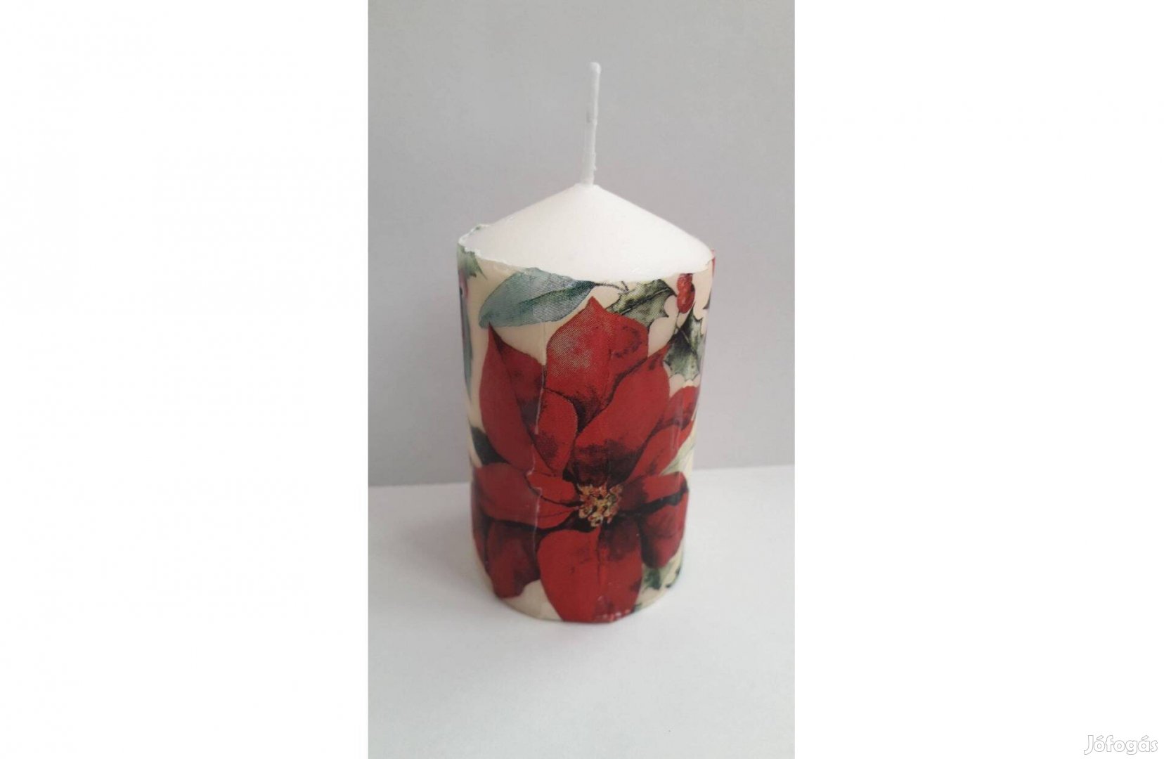Új dekupázs decoupage virág mintás gyertya 10 cm_