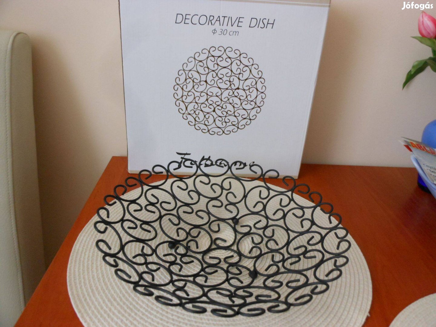 Új dísztál, gyümölcsös - fém, átmérő 30 cm - eladó