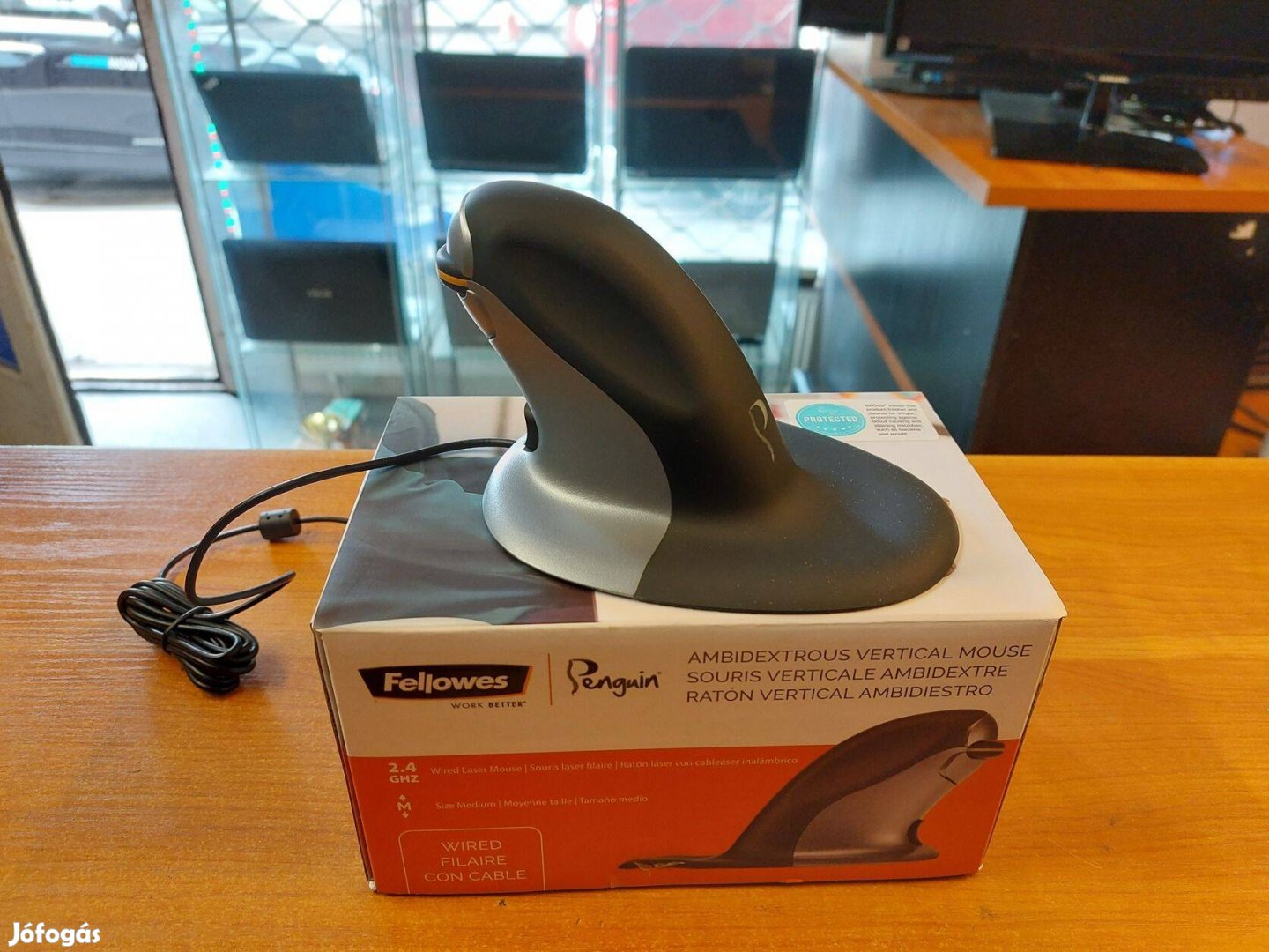 Új dobozos Ergonomikus Fellowes Penguin Medium egér féláron