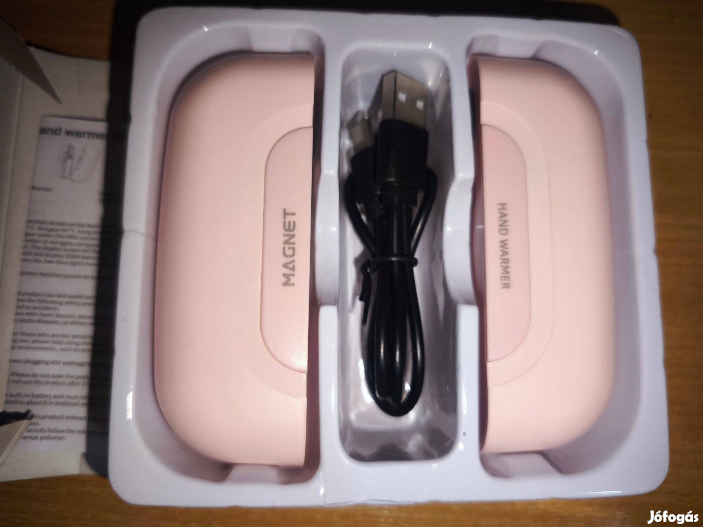 Új dupla mágneses kézmelegítő - LED kijelző, rózsaszín