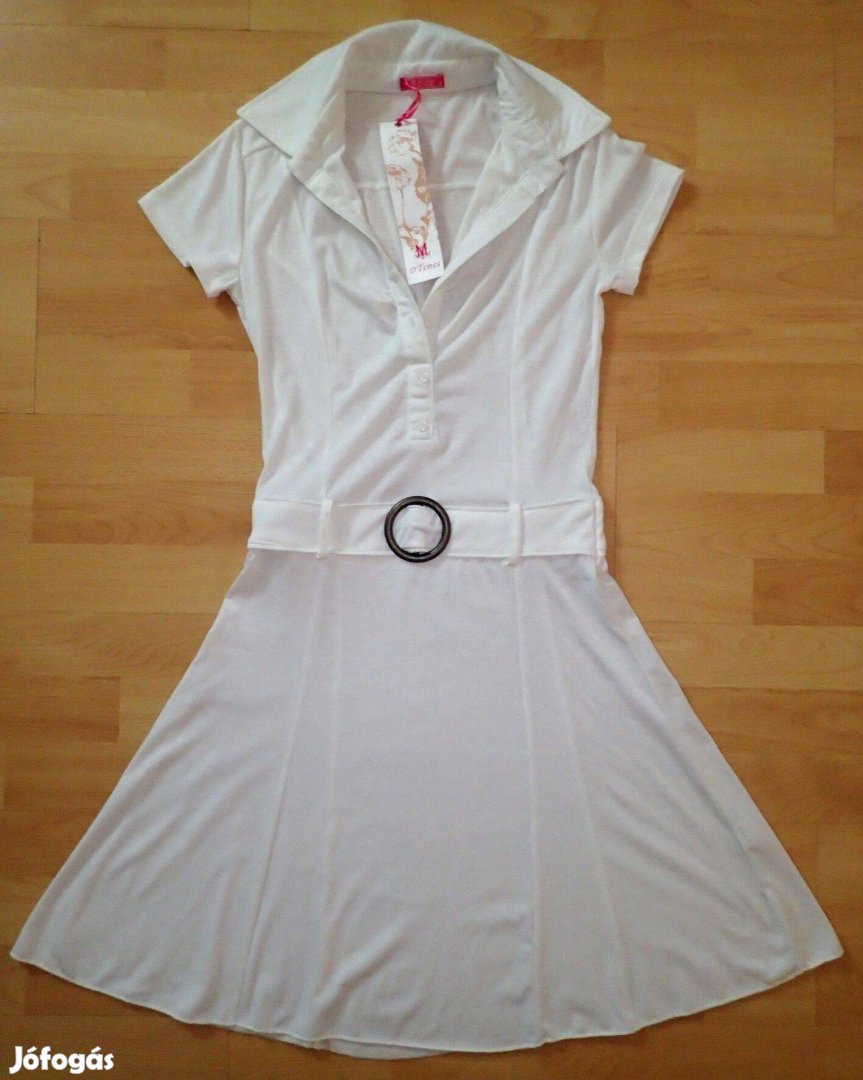 Új elasztikus rugalmas galléros fehér női olasz ing ruha ingruha