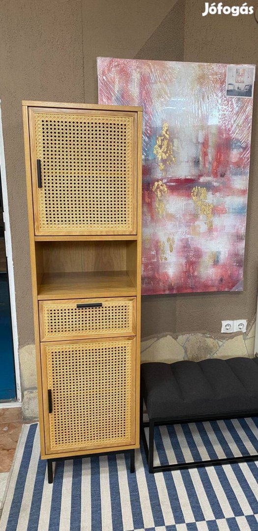 Új előszobai rattan frontú szekrény tároló fürdőszoba