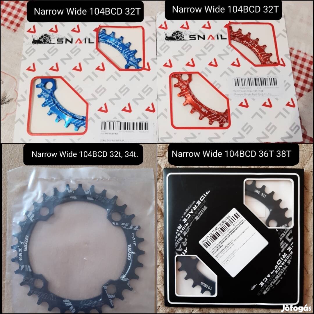 Új első lánckerék, lánctányér Narrow Wide, 104BCD. Ár/db!