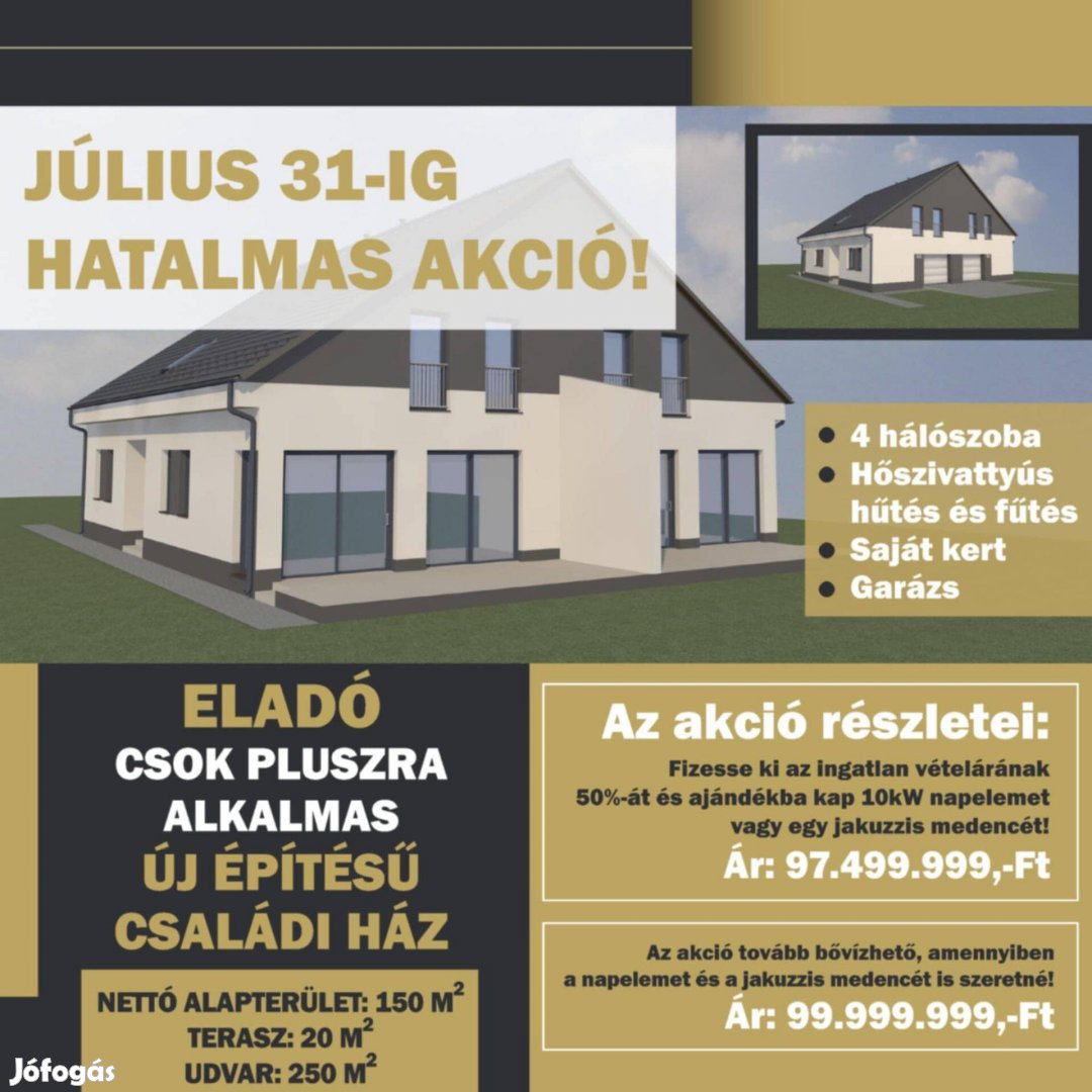 Új-építésű, kulcsrakész lakás eladó Baján