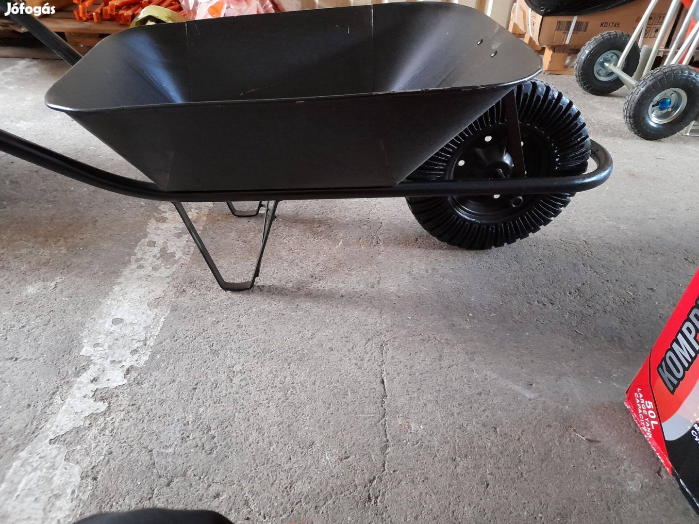 Új építkezési talicska, lemez, fekete 60L