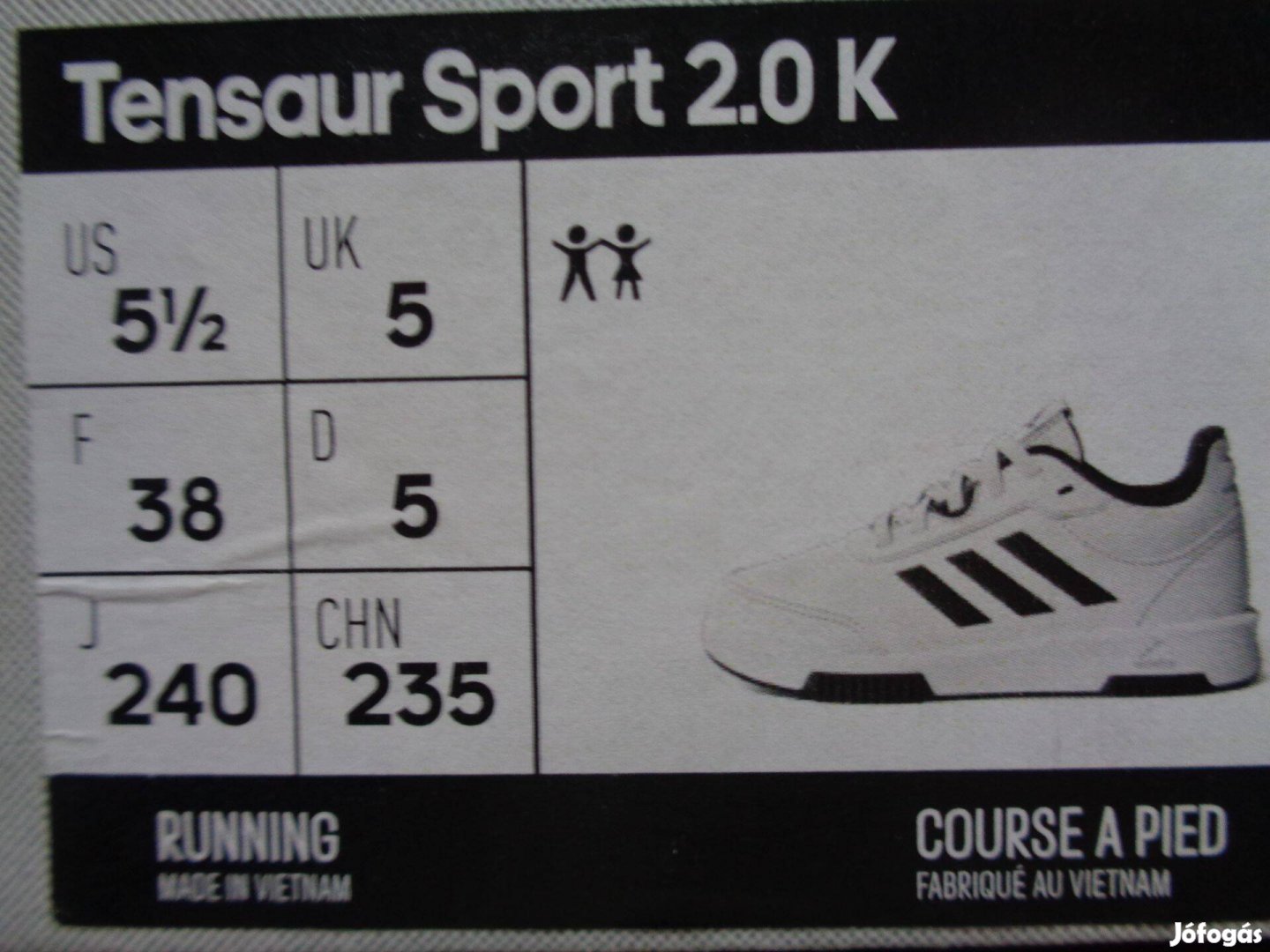 Új eredeti Adidas Tensaur Sport 2.0 K 38-as 38 gyerek futócipő 2 szín
