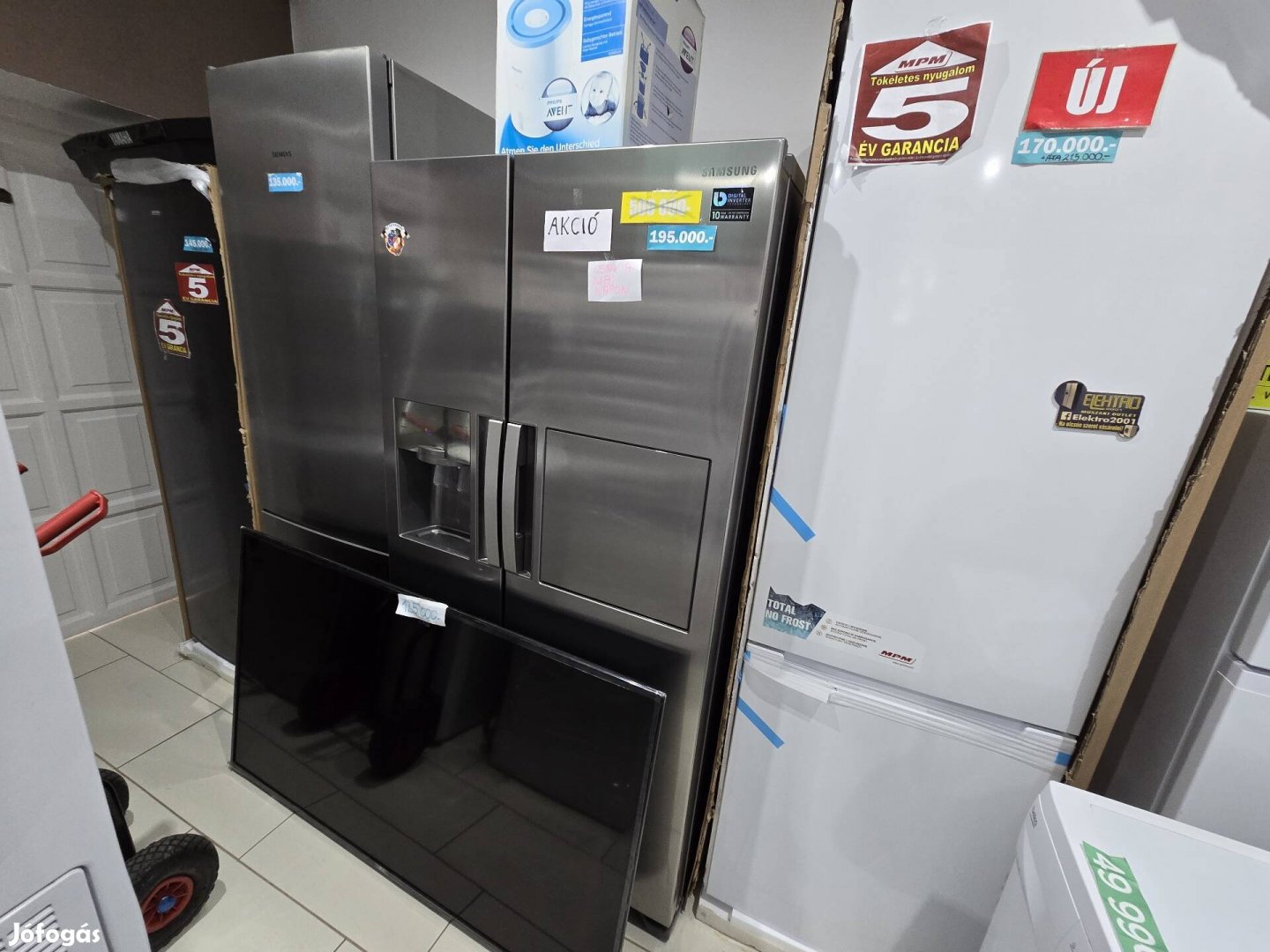 Új és újszerű 350-730l-es nagy kombi hűtők 75eft garanciával!!!