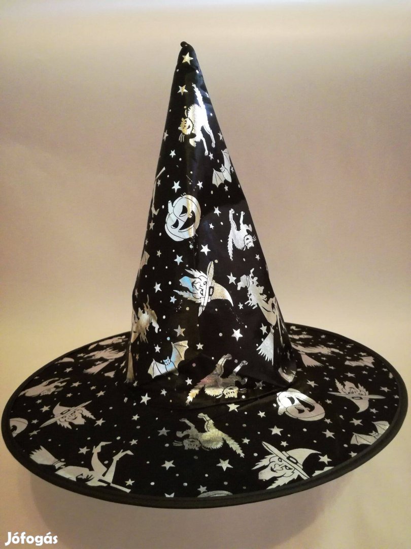 Új ezüst Halloween boszorkány kalap boszi süveg