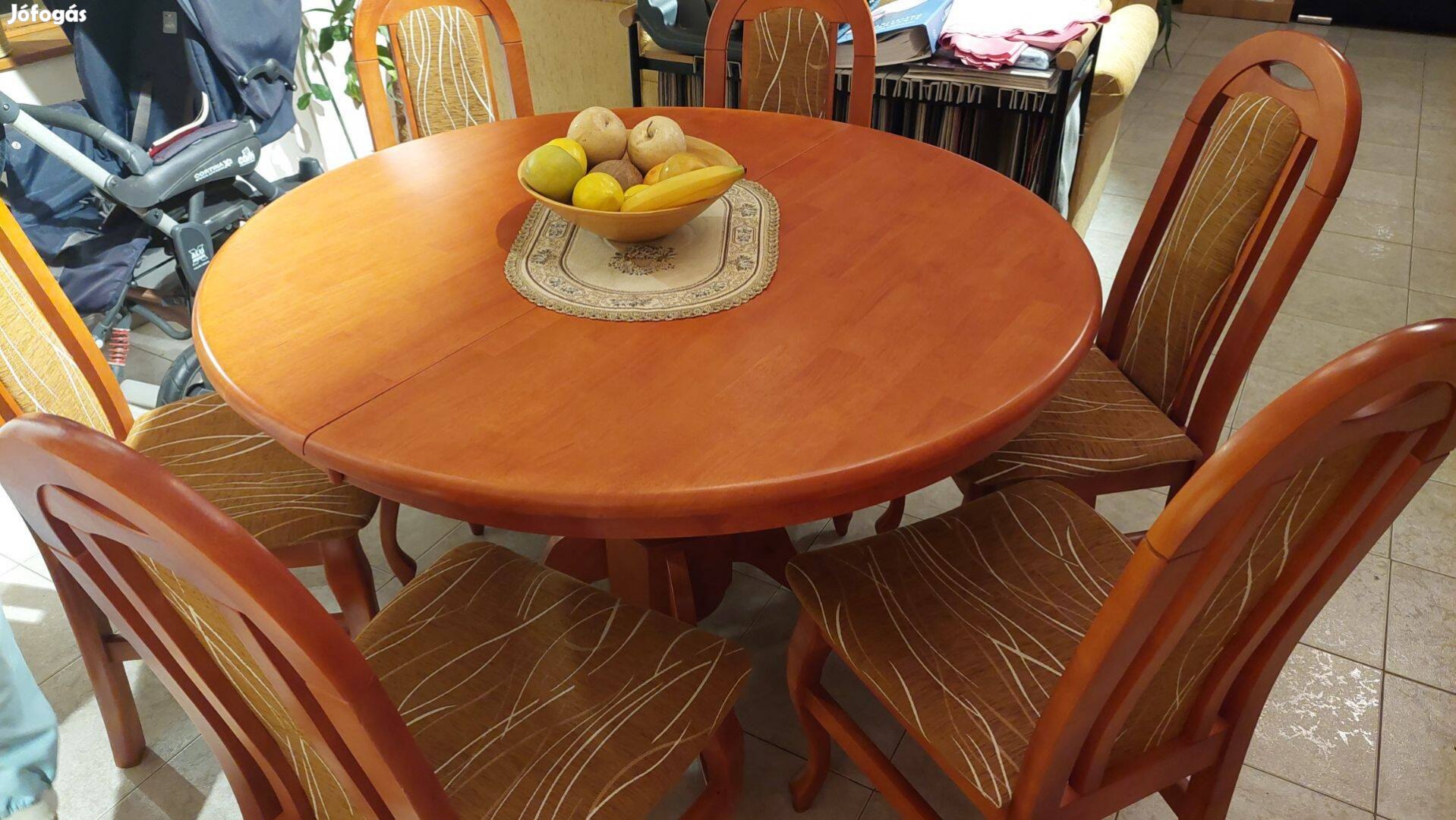 Új fa étkezőasztal 6 székkel, cseresznye színben