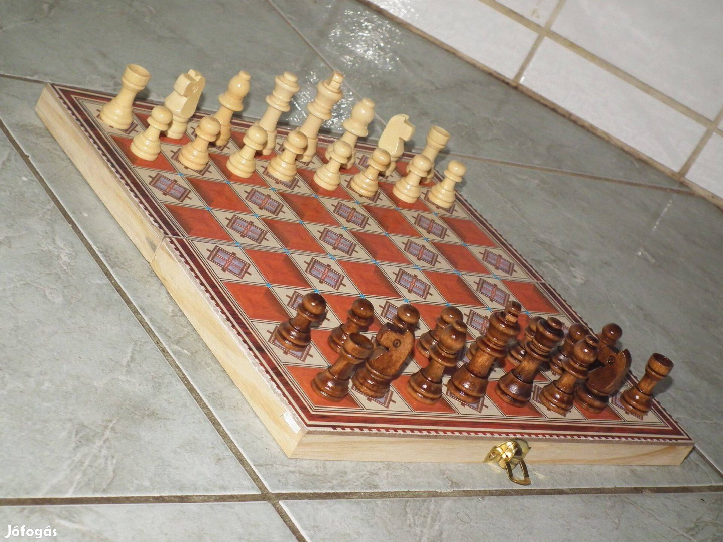 Új fa sakk készlet, Backgammon és Dáma társas játék nr.6