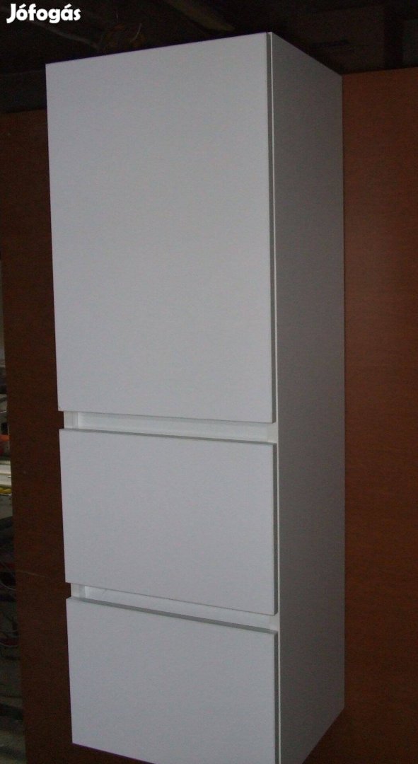 Új fali fürdőszoba szekrény magasfényű fehér ajtó bútor 1A2F 120x40 cm