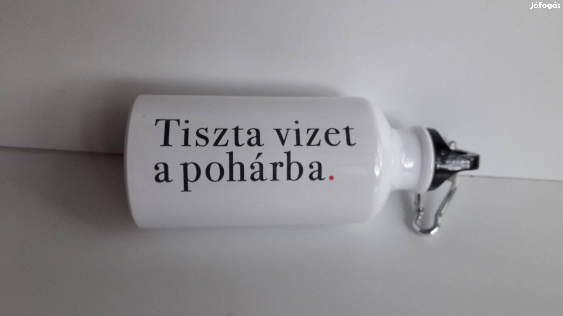 Új fehér fém kulacs karabínerrel 400 ml