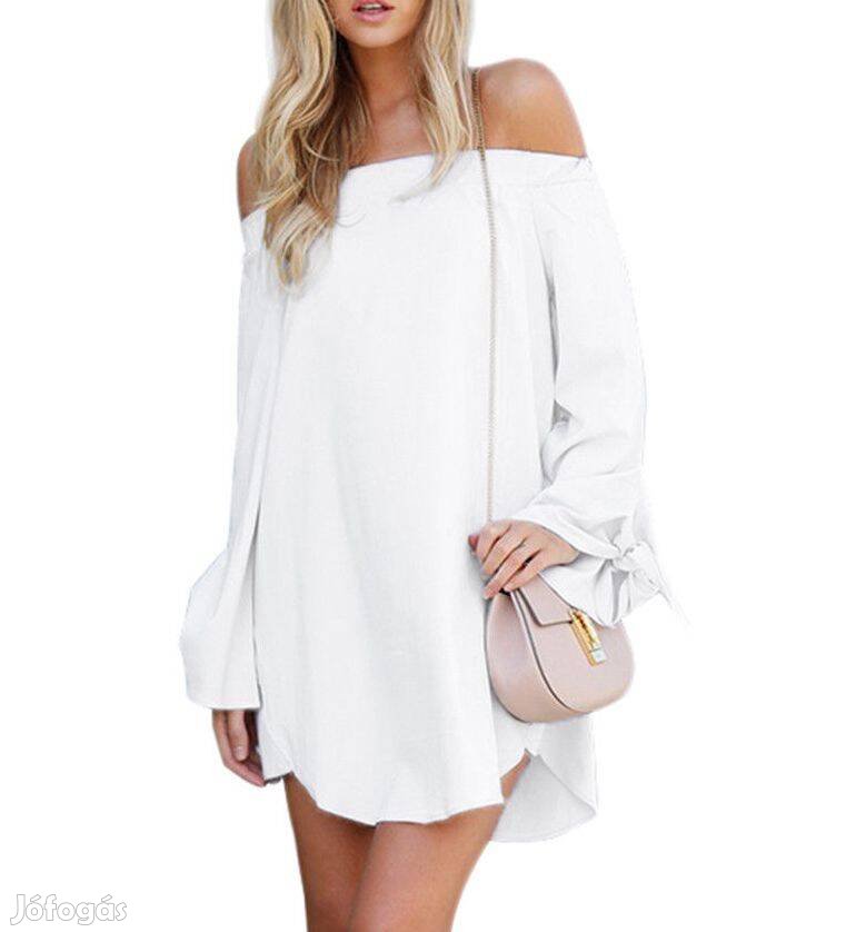 Új fehér vállra húzható ruha miniruha tunika