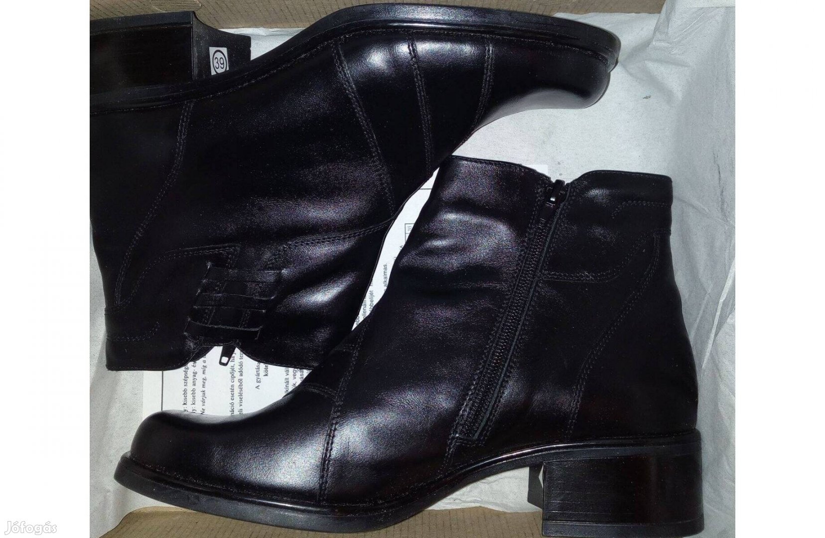 Új fekete puha bőr cipő, bokacsizma 38-as