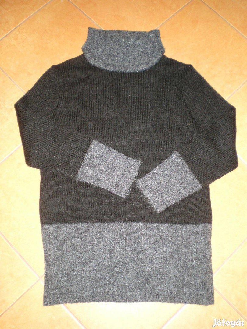 Új fekete szürke garbós női pulóver, tunika M-es L-es M L