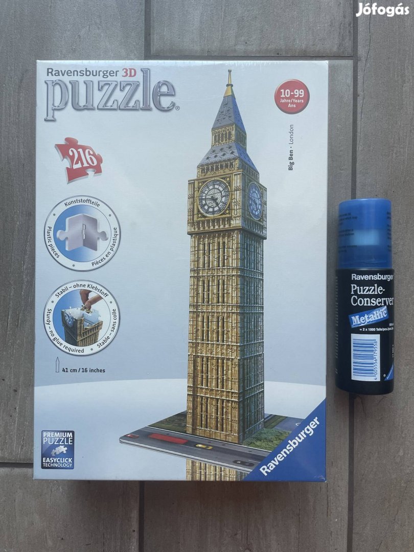 Új fóliás Ravensburger 12554 3D puzzle - Big Ben + ragasztó