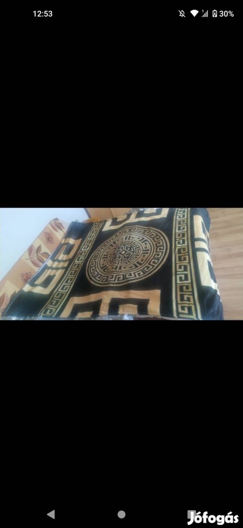 Új görög mintás geometrikus fekete sárga puha takaró, pléd