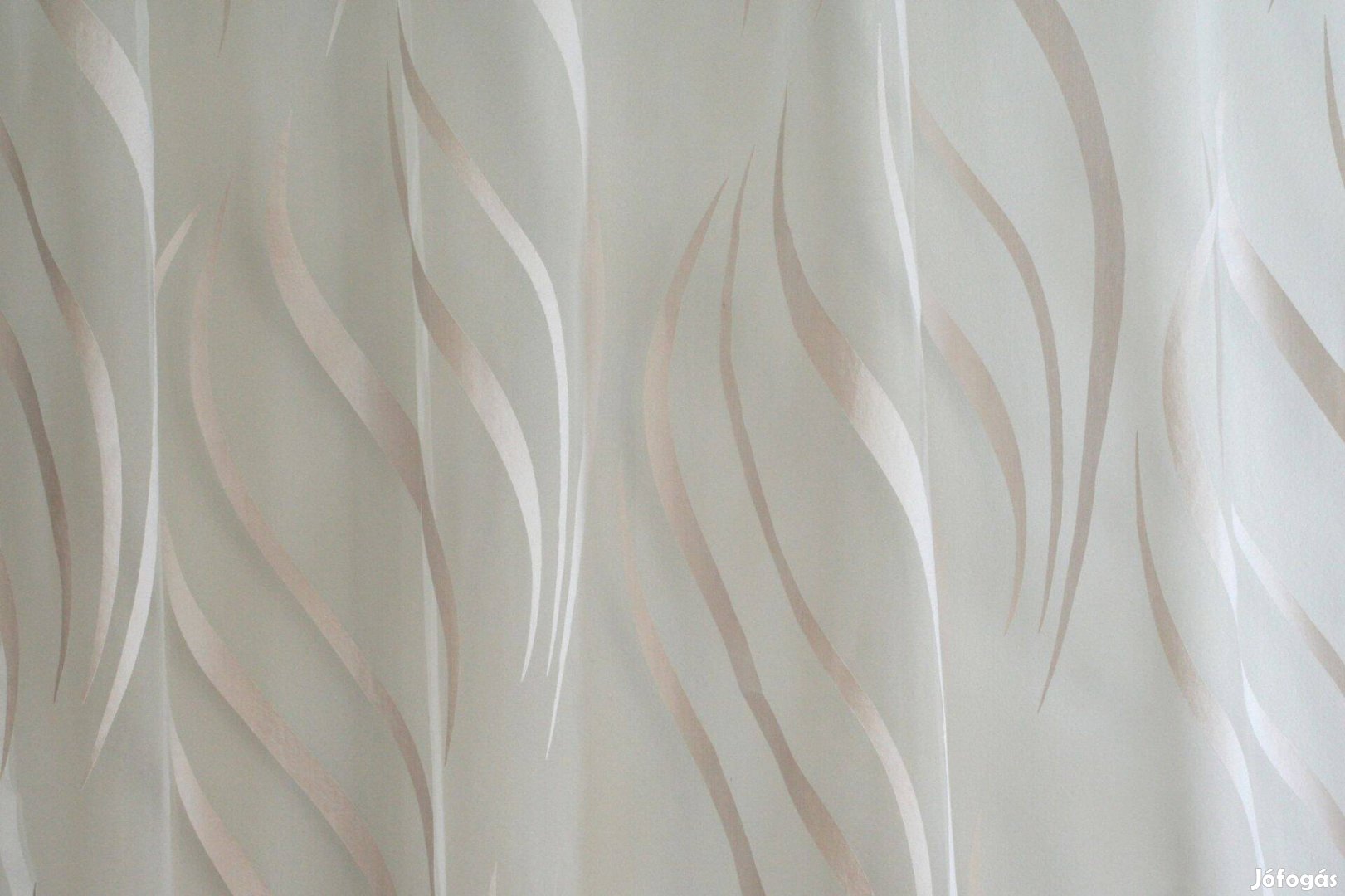Új hófehér- mogyoró mintás organza függöny (8,7 m x 295 cm)