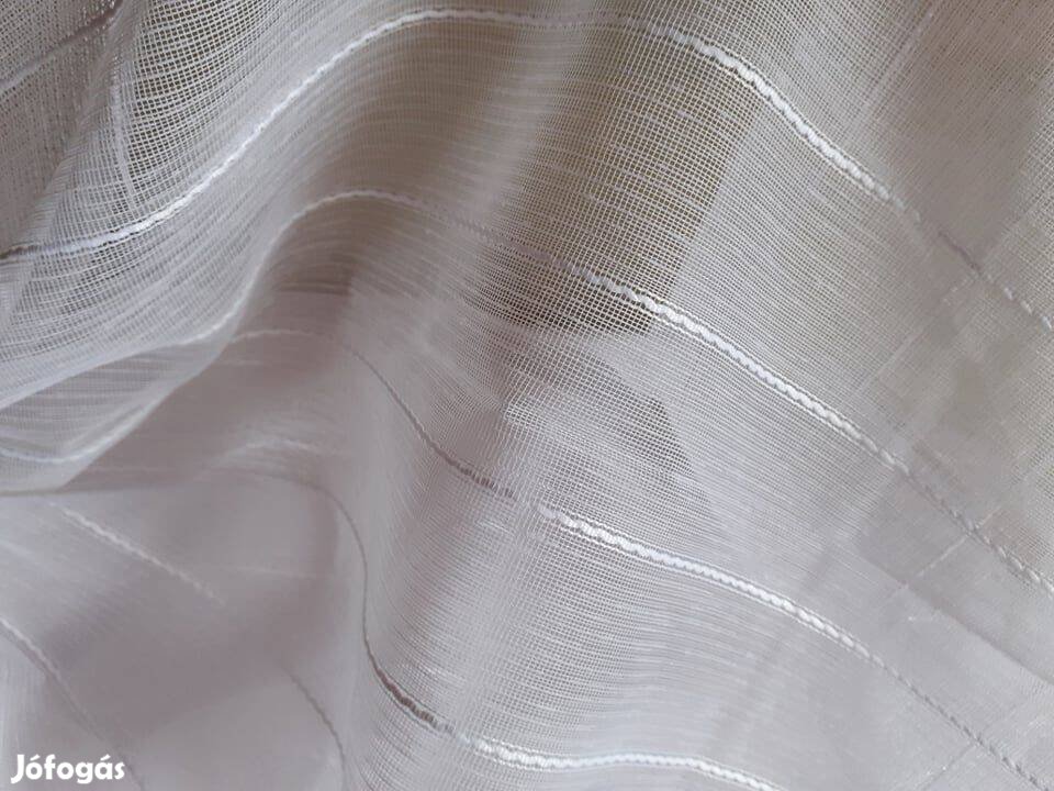 Új hófehér csíkos függöny Ólomzsinórral (3,85m x 300 cm) Akció