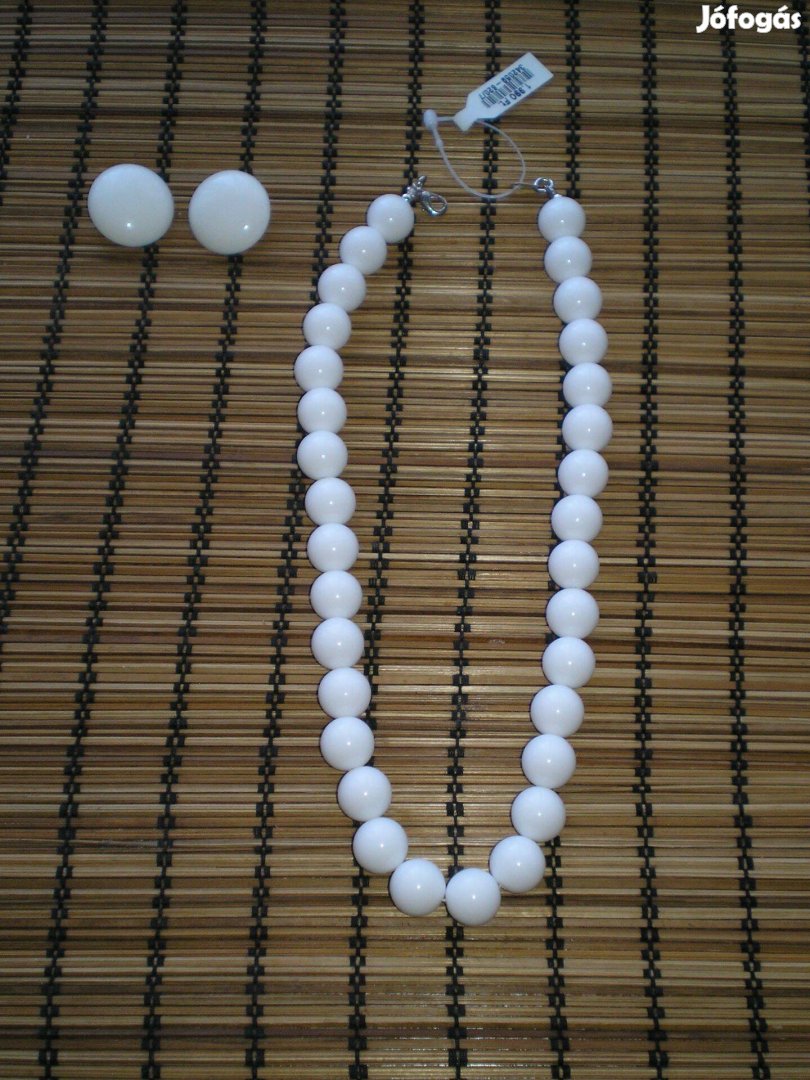 Új hófehér női bizsu nyaklánc fülbevalóval együtt