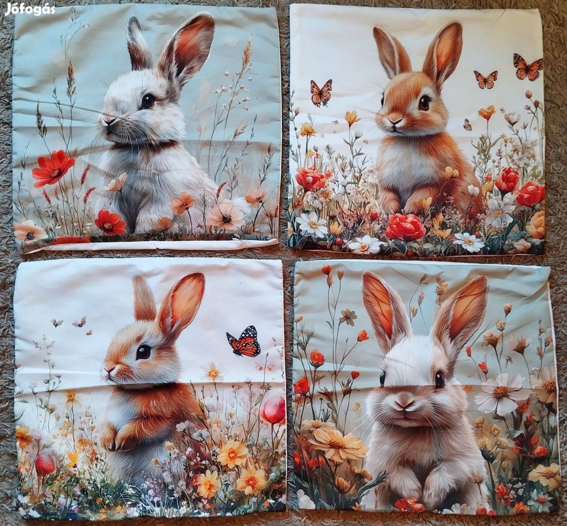 Új húsvéti díszpárnahzat szett, 4 db, 45x45 cm, zip-es, 07