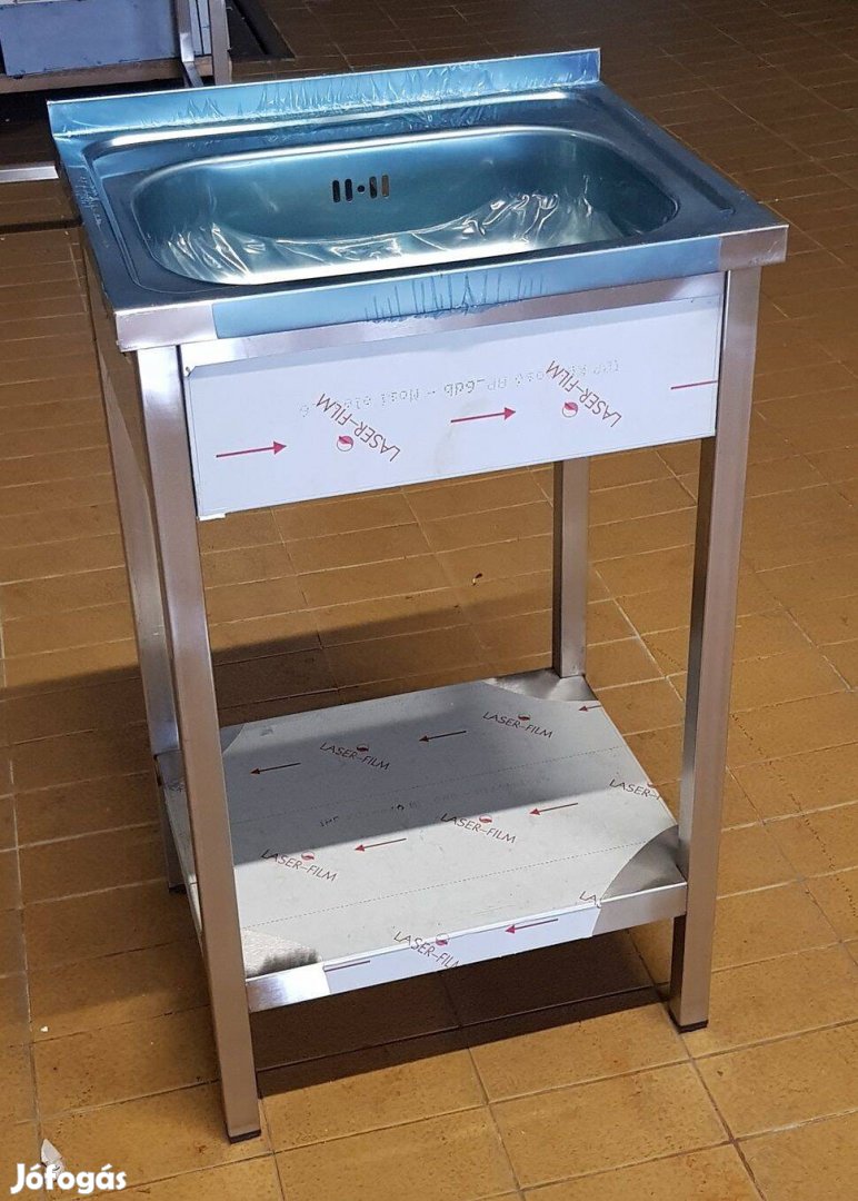 Új inox fóliás ipari lábon álló kézmosó mosdó mosogató