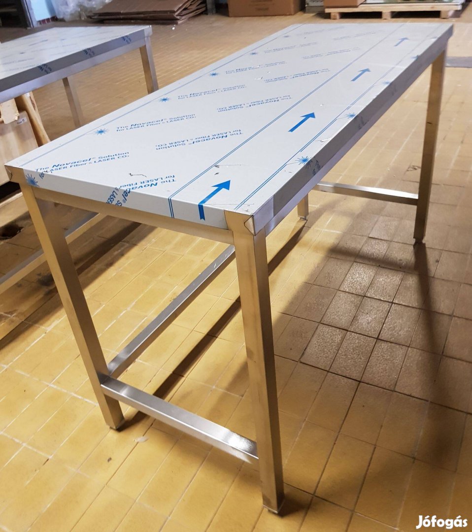 Új inox fóliás ipari nagykonyhai munkaasztal boncasztal 160x60x85cm-es