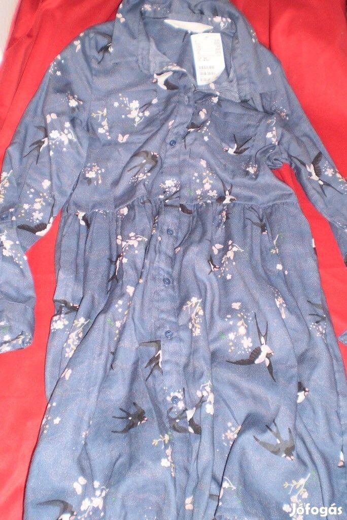 Új kék fehér virágmintás H&M ruha ( 140)