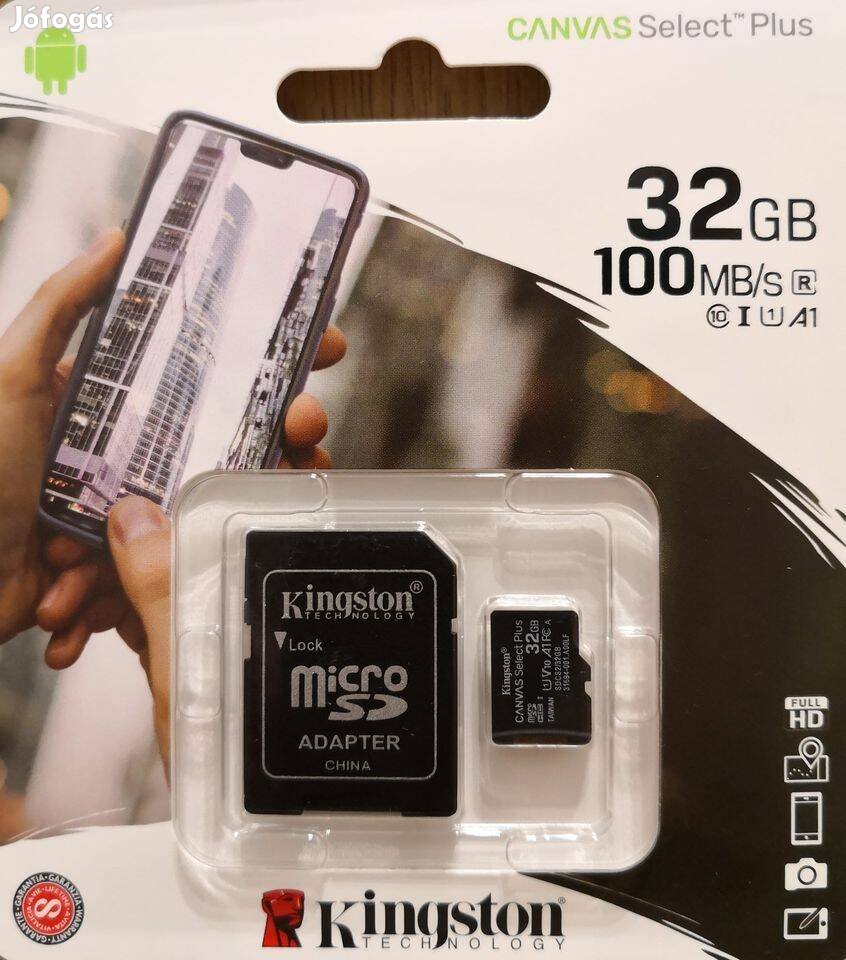 Új kingston 32 Gb Micro SD kártya microsd + adapter 2299 Ft !!! BP Új,