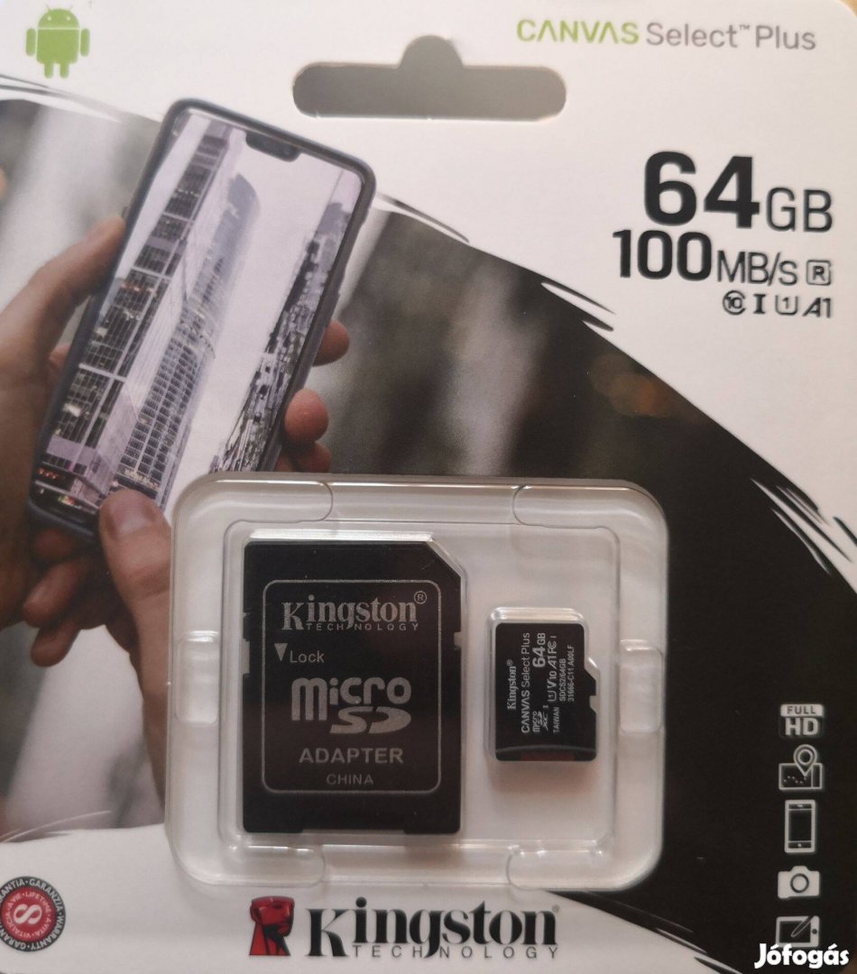 Új kingston 64 Gb Micro SD kártya microsd adapter 3999 Ft