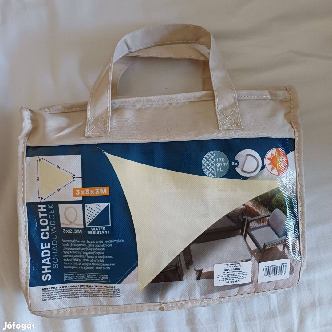 Új krém napvitorla 3 m x 3 m x 3 m