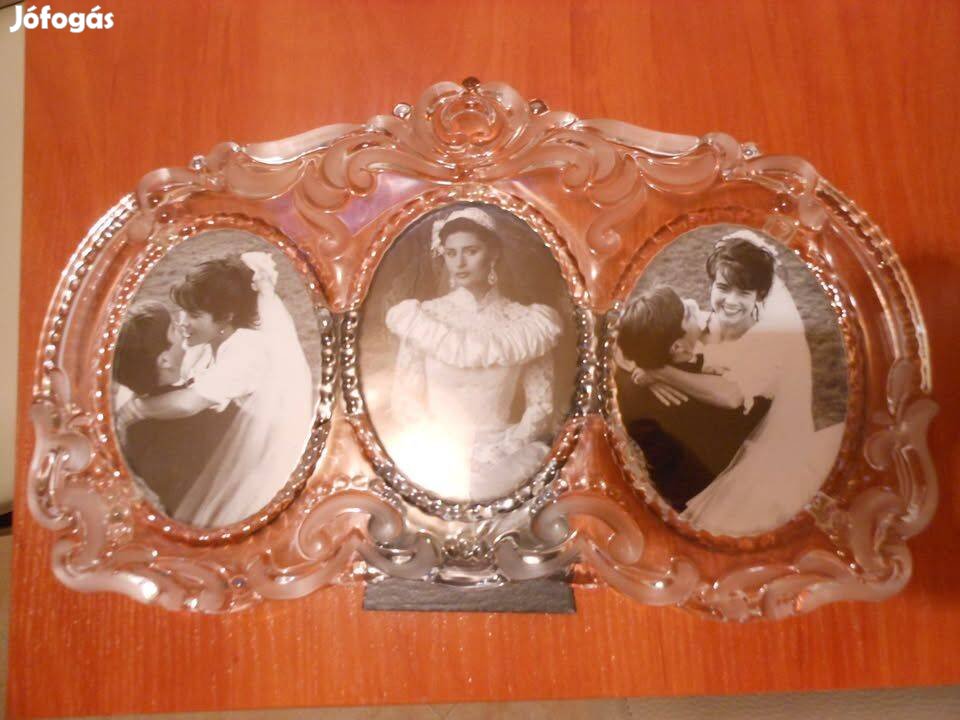 Új kristály fényképkeret - 3 részes, ovális, "Mikasa Princes", német