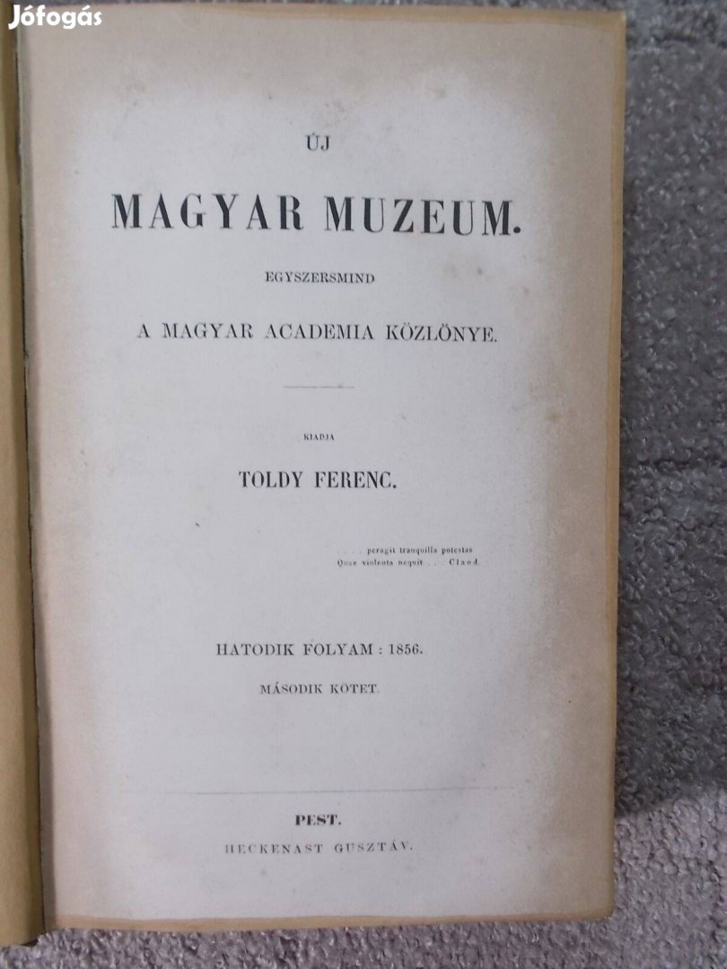 Új magyar múzeum 1856 II. kötet