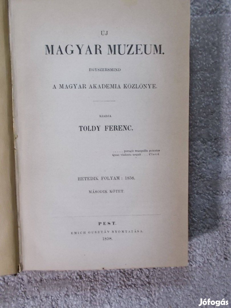 Új magyar múzeum 1858 II. kötet