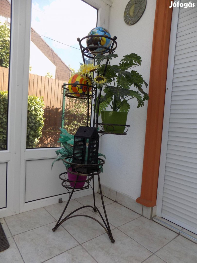 Új masszív antikolt kovácsoltvas növény, virágtartó állvány