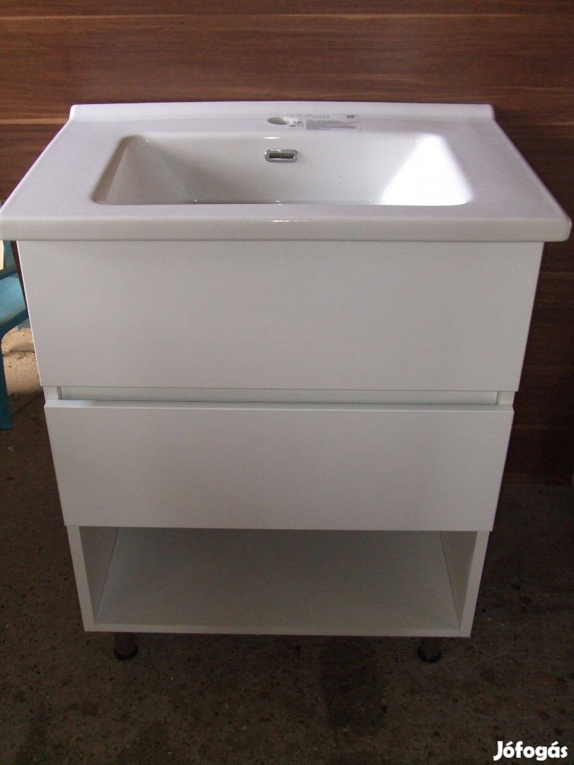 Új mosdószekrény magasfényű fehér 2 fiókos bútor 2Fnyp 65 cm