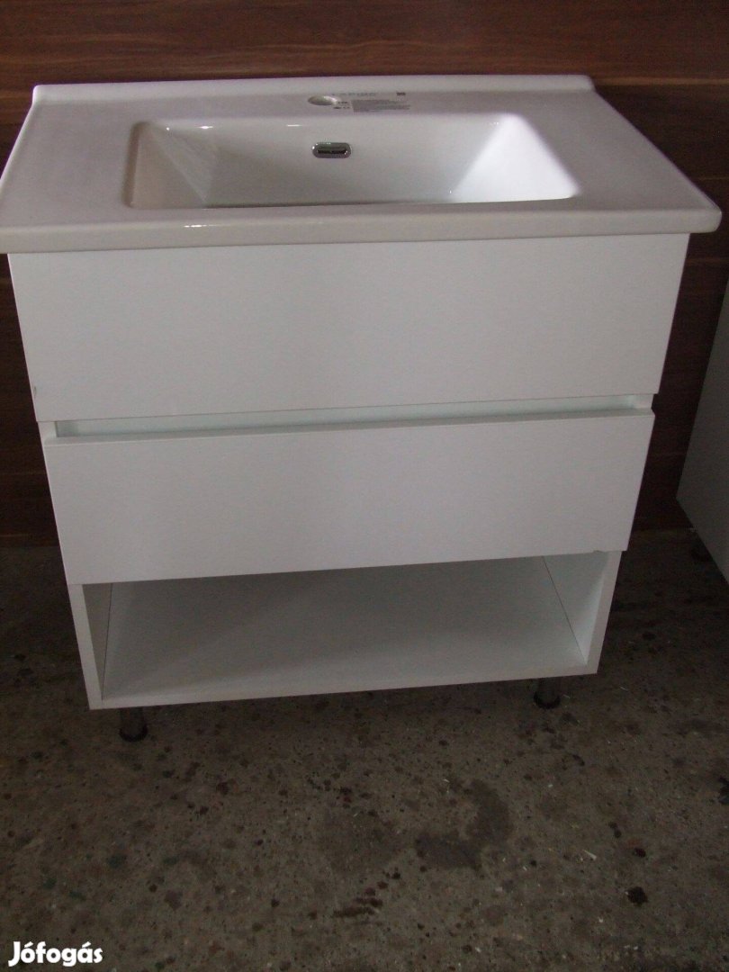 Új mosdószekrény magasfényű fehér 2 fiókos bútor 2Fnyp 75 cm