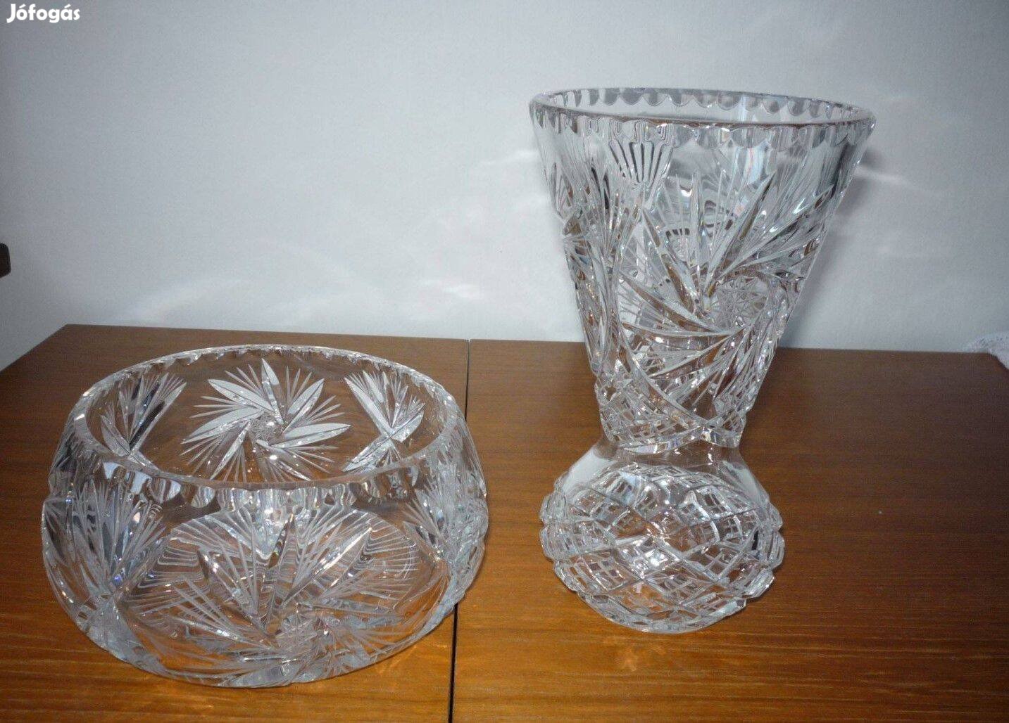 Új nagyméretű kristály váza és tál