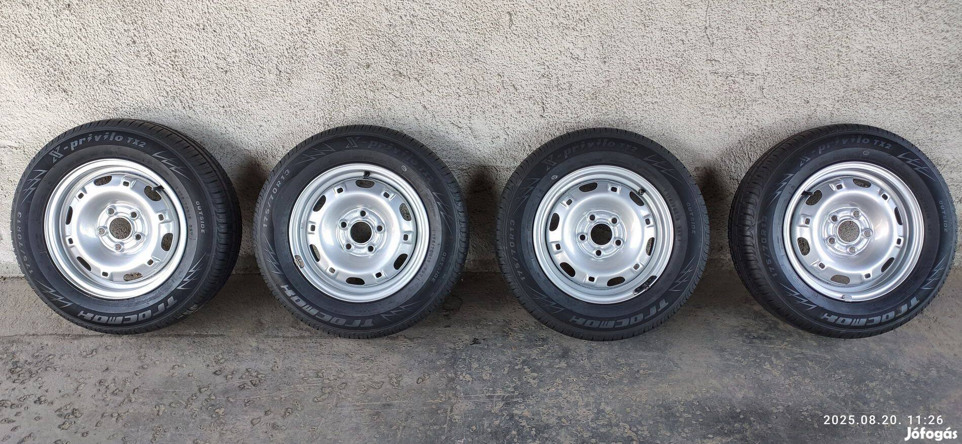 Új nyári 175/70 R13 6mm profil + VW lemezfelni - Verhetetlen Áron!
