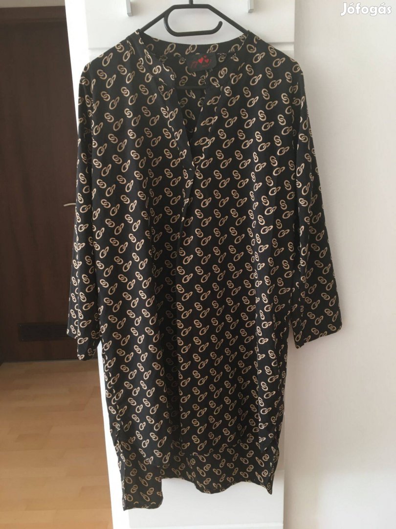 Új olasz fekete-barna mintás csinos női ing/ruha/blúz XL méretű