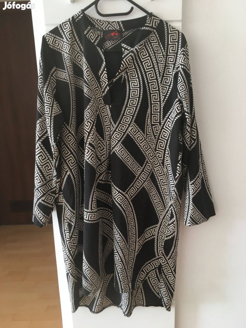 Új olasz fekete-fehér mintás csinos női ing/ruha/blúz XL méretű
