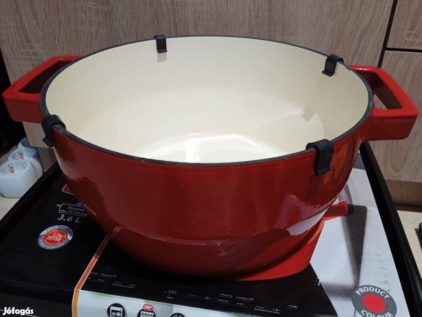 Új öntöttvas 3,6 Literes fazék fedővel, Pyrex Slow Cook