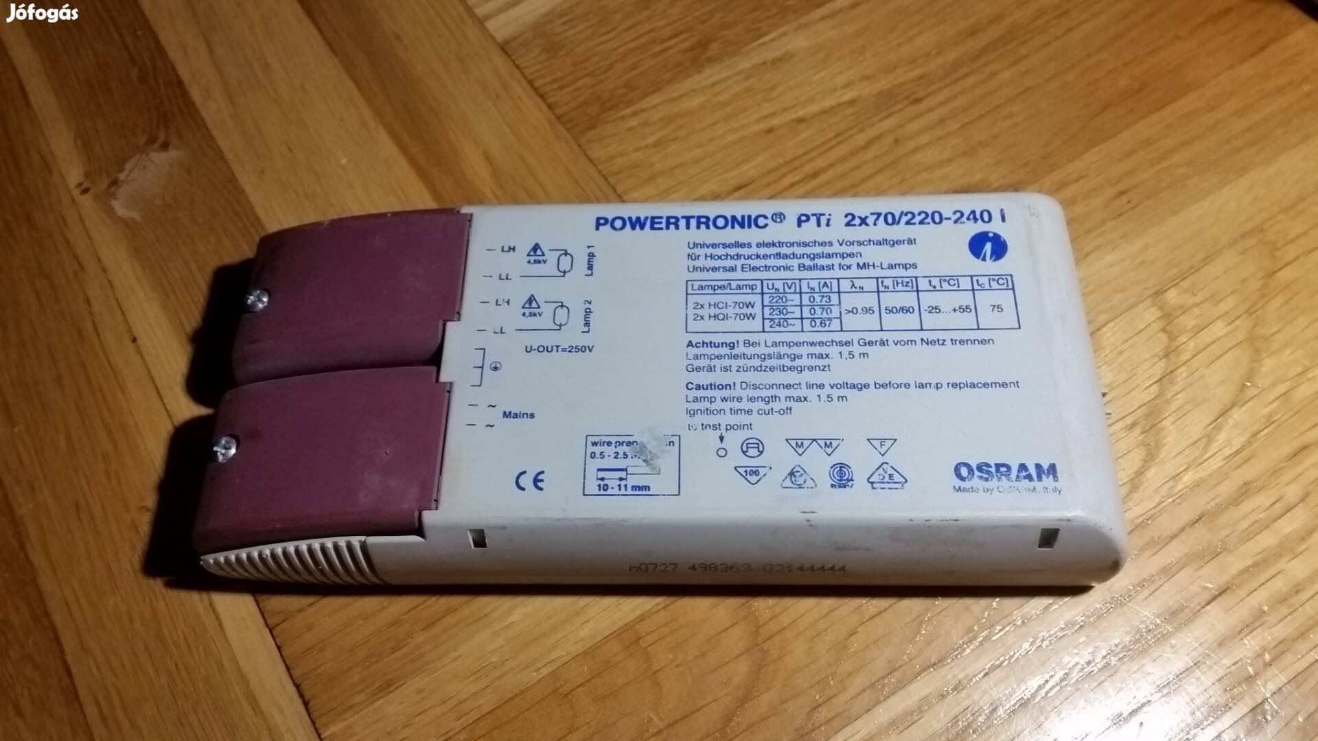Új osram powertonic PTI70 2x70 wattos fémhalogén izzó elektronika 