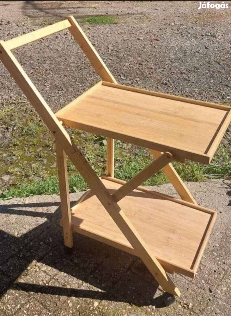 Új összecsukható zsúrkocsi , tálalókocsi bambusz